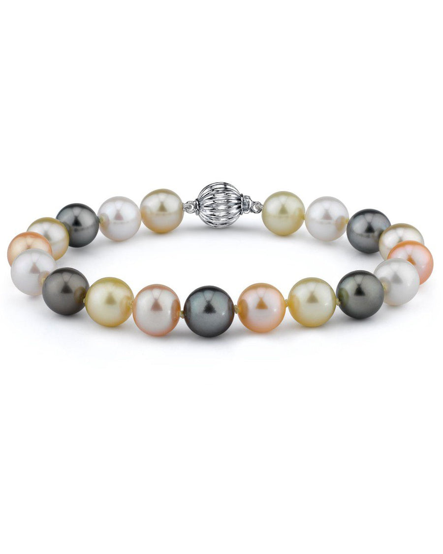 Set of multi color pearl bracelet & necklace | Pearl bracelet, Handmade jewelry  bracelets, Matching necklaces